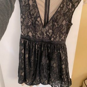 Black lace mini dress